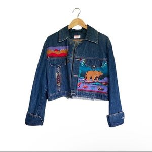 Levi denim jean jacket Aztec vintage large orange tab Deer Stag Southwestern
